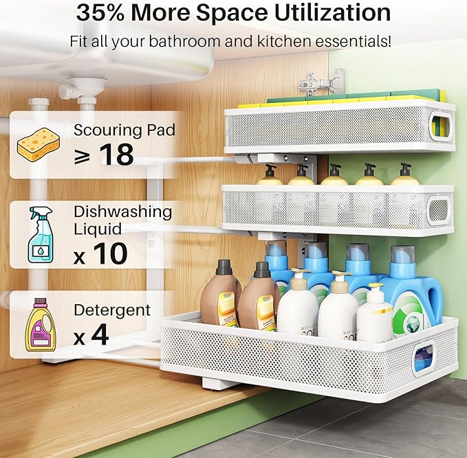Kitstorack Under Sink Organizer, Slide out Storage Drawer Rack - Image 6