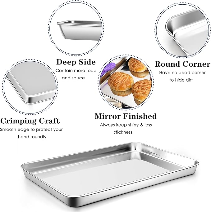 P&P CHEF 16 Inch Baking Cookie Sheet, Oven Pan Tray Stainless Steel Sheet Pan - Image 4