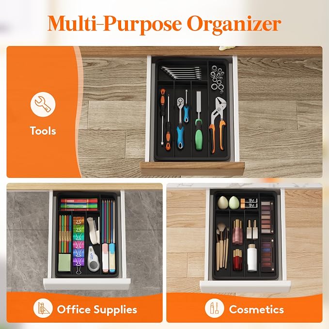 Lifewit Silverware Drawer Organizer Tray, Plastic Cutlery Storage - Image 8
