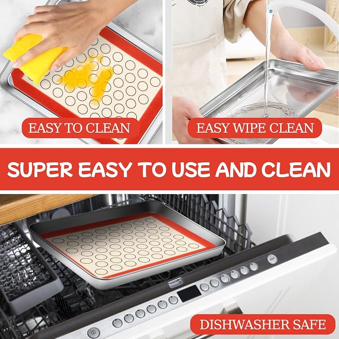 Baking Sheet with Silicone Baking Mat Set, CEKEE Stainless Steel Baking Sheet - Image 6