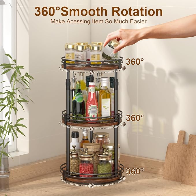 Across-Star Lazy-Susan-Organizer-Spice-Rack, 3-Tier Rotating Spice Organizer - Image 5
