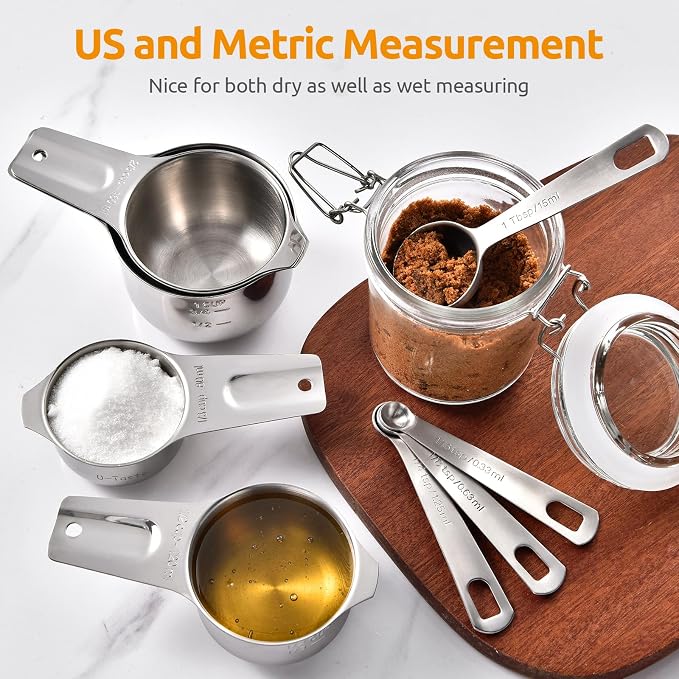 Measuring Cups and Spoons 12 Pieces: U-Taste 18/8 Stainless Steel Kitchen Metal - Image 8