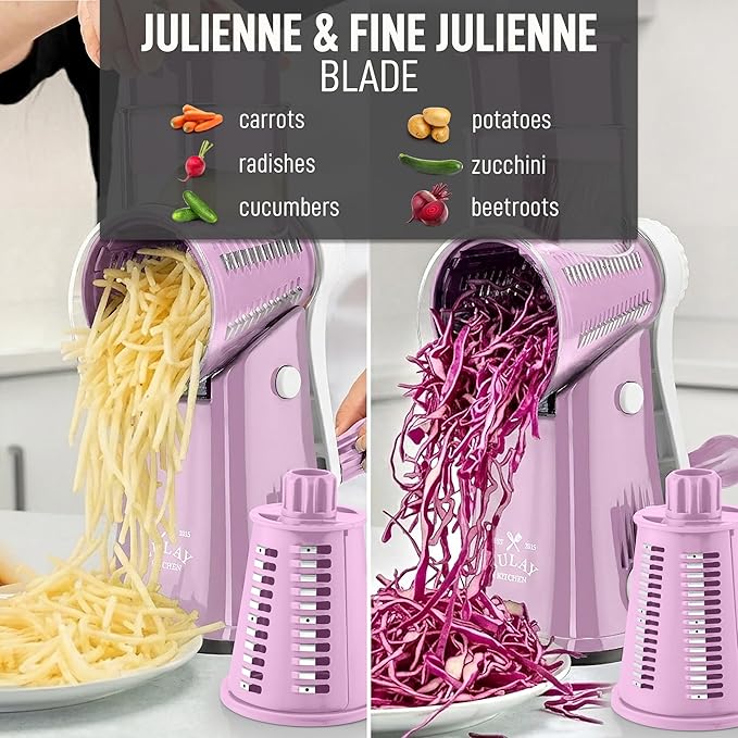 Zulay Kitchen Rotary Cheese Grater 5 Blade Cheese Shredder - Image 6