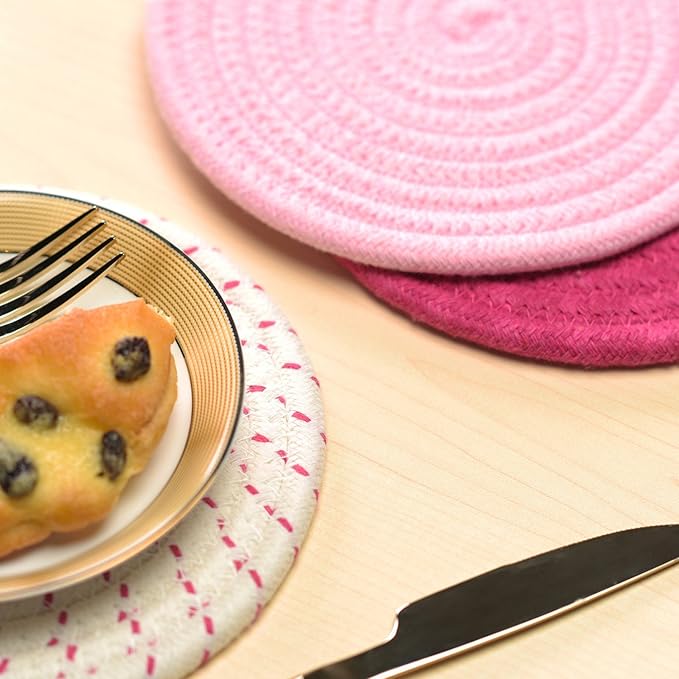 Kitchen Potholders Set Trivets Set 100% Pure Cotton Thread Weave Hot Pot - Image 7