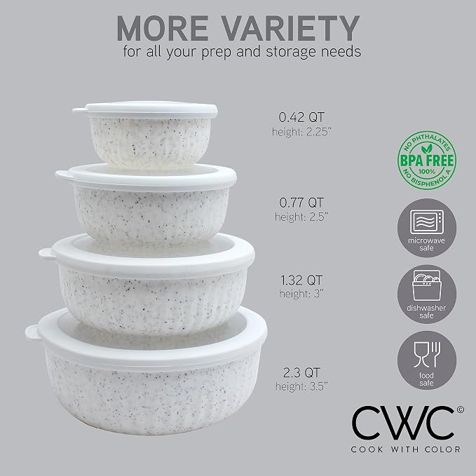 COOK WITH COLOR Prep Bowls with Lids- Wide and Deep Nesting Plastic Small - Image 4
