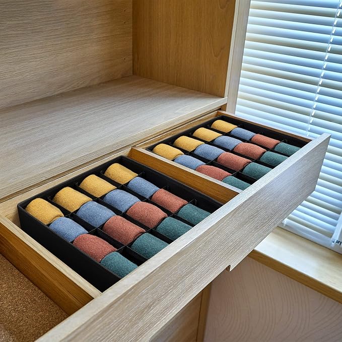 Joyoldelf Sock Drawer Organizer Divider, 16-cell Underwear Organizers and - Image 4