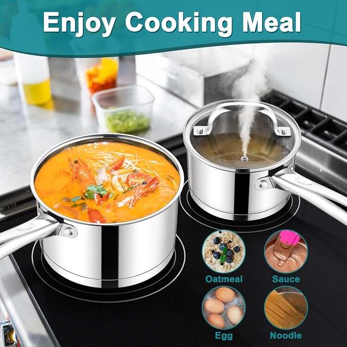 E-far Stainless Steel Saucepan - 1QT & 2QT - Image 4