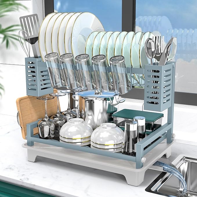 B-Land Dish Drying Rack, 2 Tier Dish Racks by B-Land