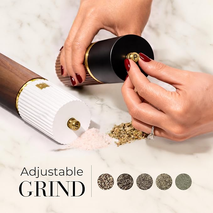 Wooden Salt and Pepper Grinder Set – Refillable Manual Salt and Pepper Mills - Image 2