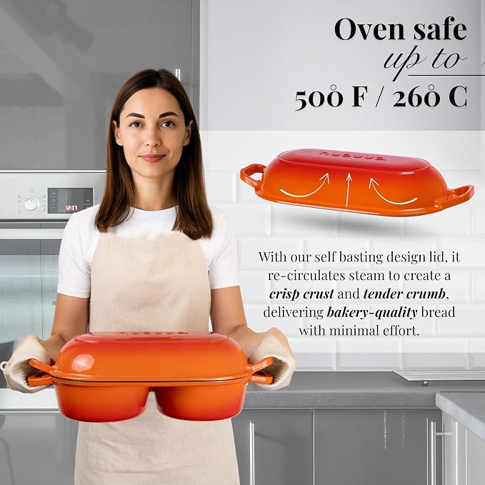 Dutch Oven For Sourdough Bread Baking – Enamelled Cast Iron Bread Loaf Pot – - Image 3
