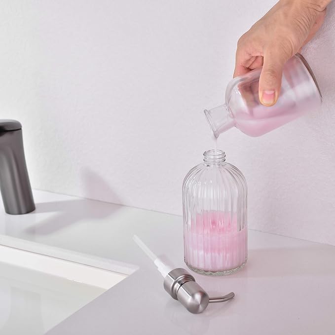 Glass Soap Dispensers for Kitchen and Bathroom, 16oz Heavey Glass Bottle - Image 6