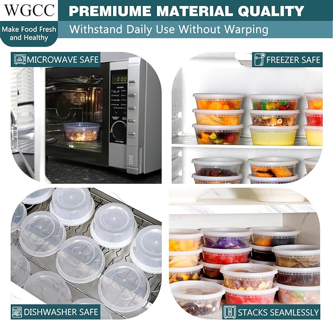 WGCC Deli Containers with Lids 8oz- Disposable Soup Containers with Lids 48 Sets - Image 4
