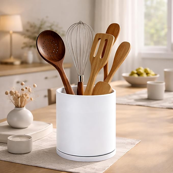 D'vine Dev 360° Rotating Utensil Holder – 7.2" Kitchen Utensil Crock - Image 6