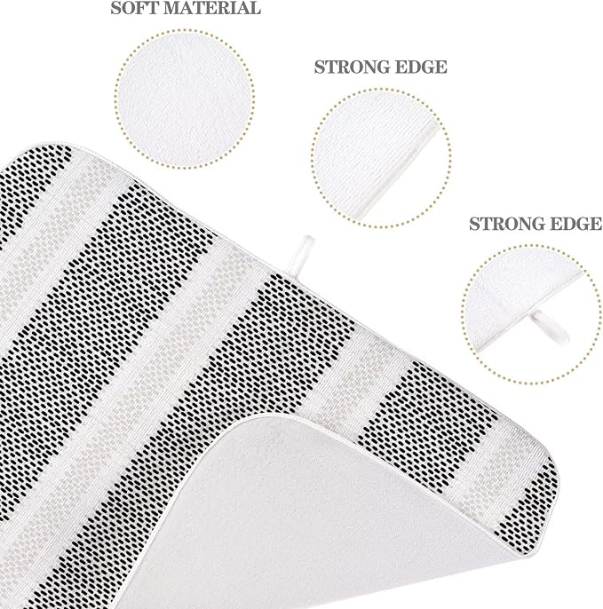 Boho Black Dish Drying Mat 18 x 24 inch Modern Geometry Polka Dot Striped - Image 3