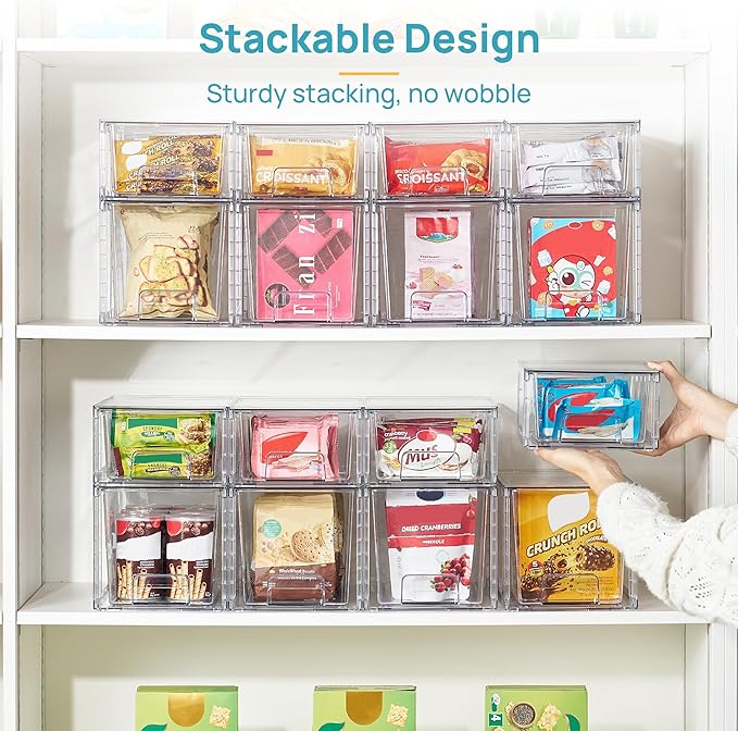 Vtopmart 4 Pack Clear Stackable Storage Drawers, Under Sink and Kitchen - Image 4
