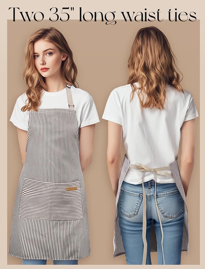 2 Pack Kitchen Cooking Aprons, Soft Aprons - Image 4