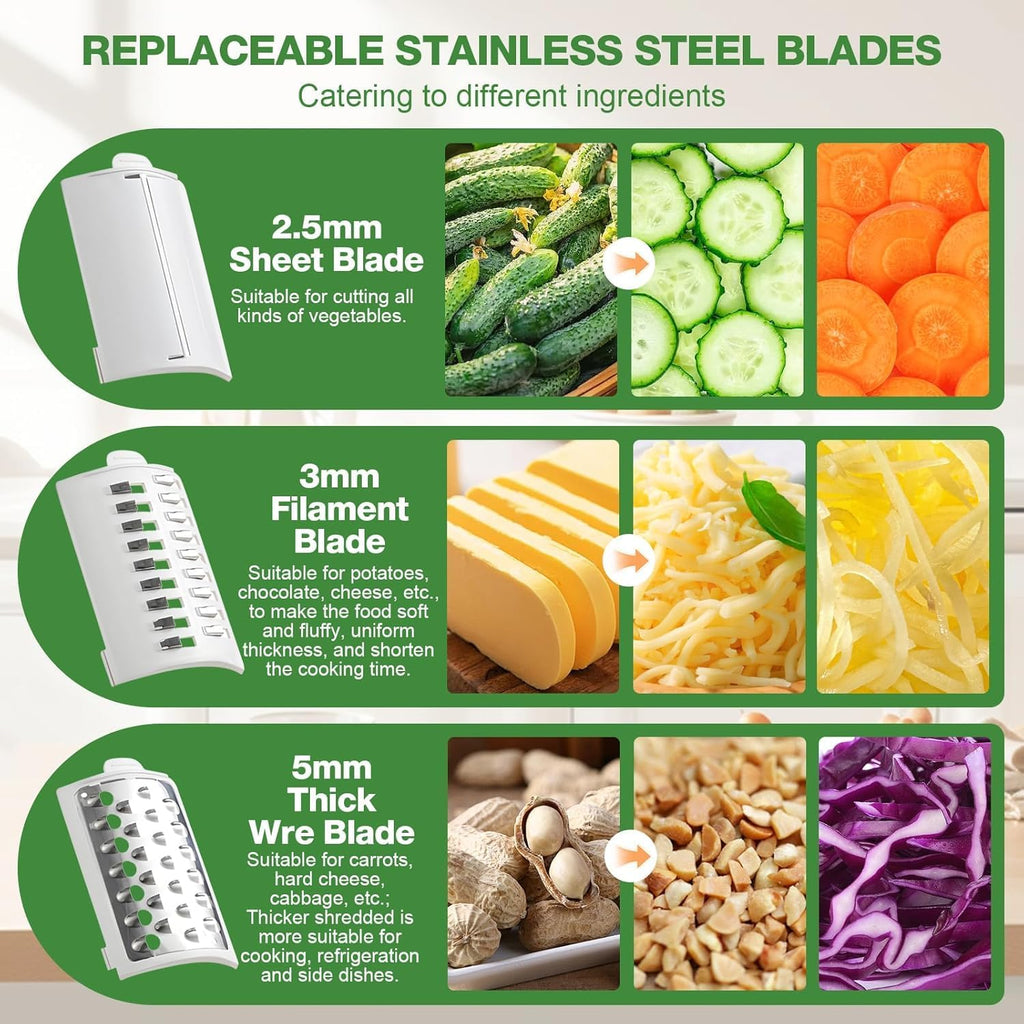 Electric Cheese Grater for Block Cheese - 3 in 1 Rotary Cheese Grater