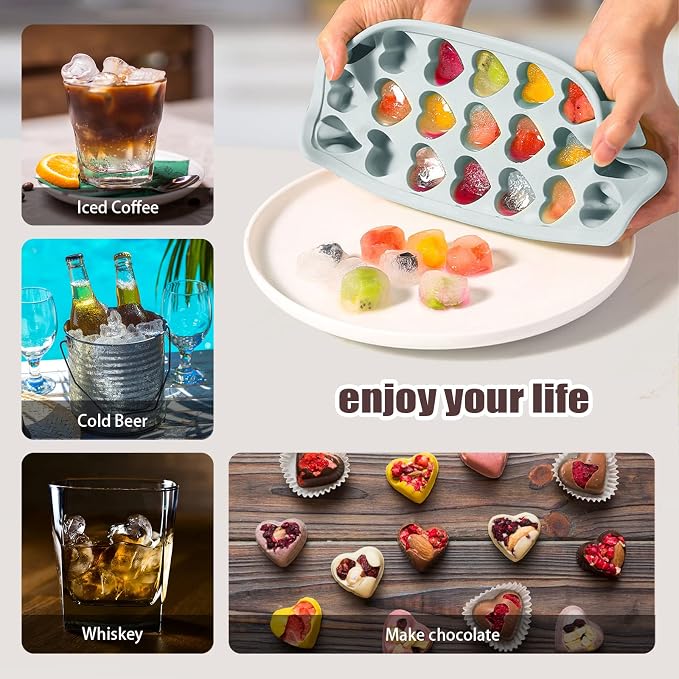 Heart Shape Ice Cube Tray, 21 Holes Silicone Ice Cube Mold - Image 6