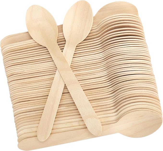 LotFancy Disposable Wooden Spoons, Biodegradable Compostable Eco-friendly by LotFancy
