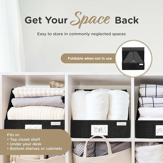 VIVIDECOR Open Front Trapezoid Closet Bins 12x12x10 – Closet Shelf Organizer - Image 5