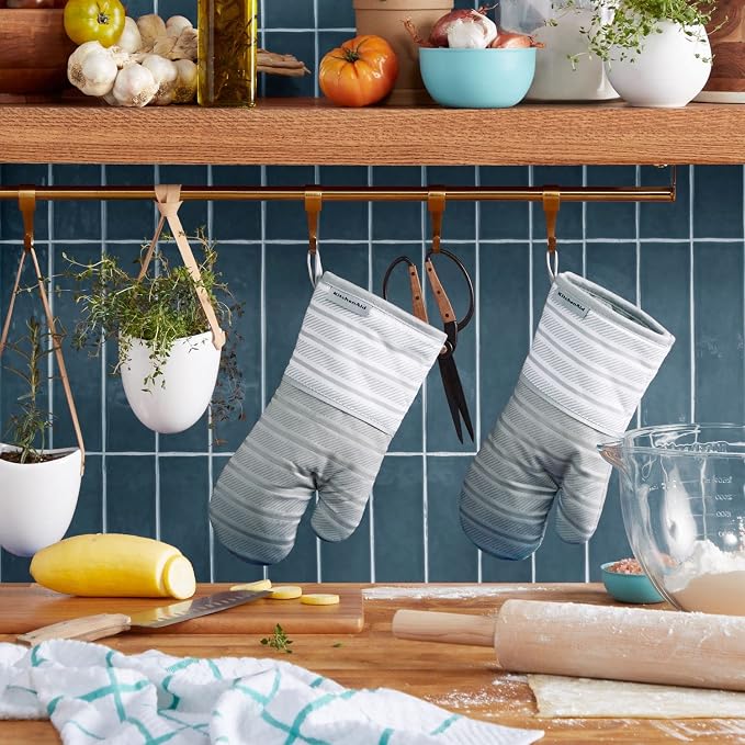 KitchenAid Albany Oven Mitt 2-Pack Set, Matte Grey - Image 2