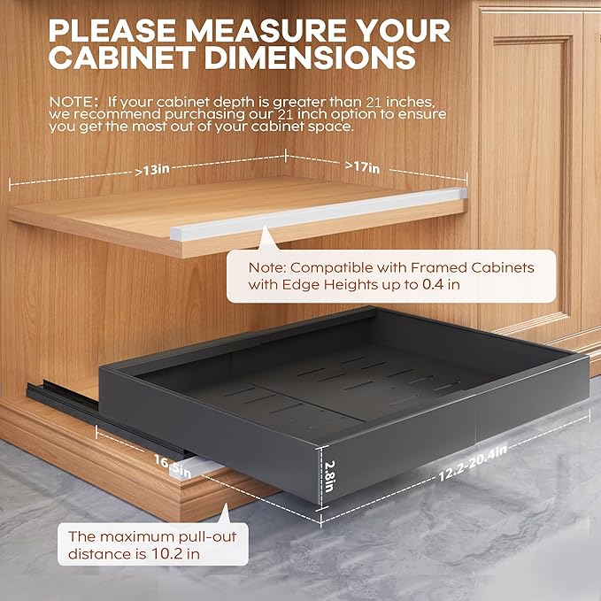 Seinloes 2 Pack Expandable Pull Out Cabinet Organizer 16.5"Deep - Image 4
