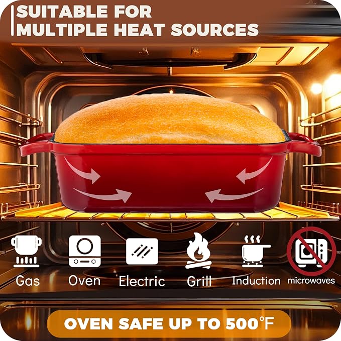Cast Iron Bread Loaf Pan with Lid, 2 In 1 Loaf Pans - Image 6