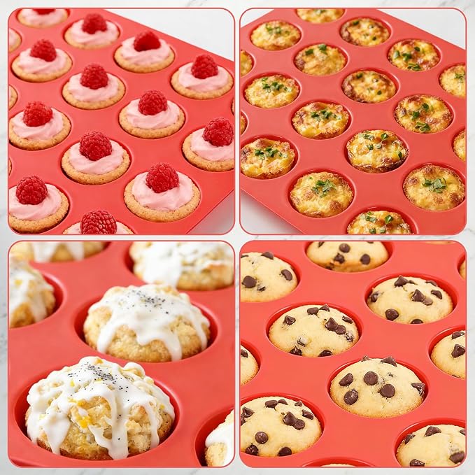 CAKETIME Silicone Muffin Pan Mini 24 Cups Cupcake Pan, Nonstick Food Grade - Image 7