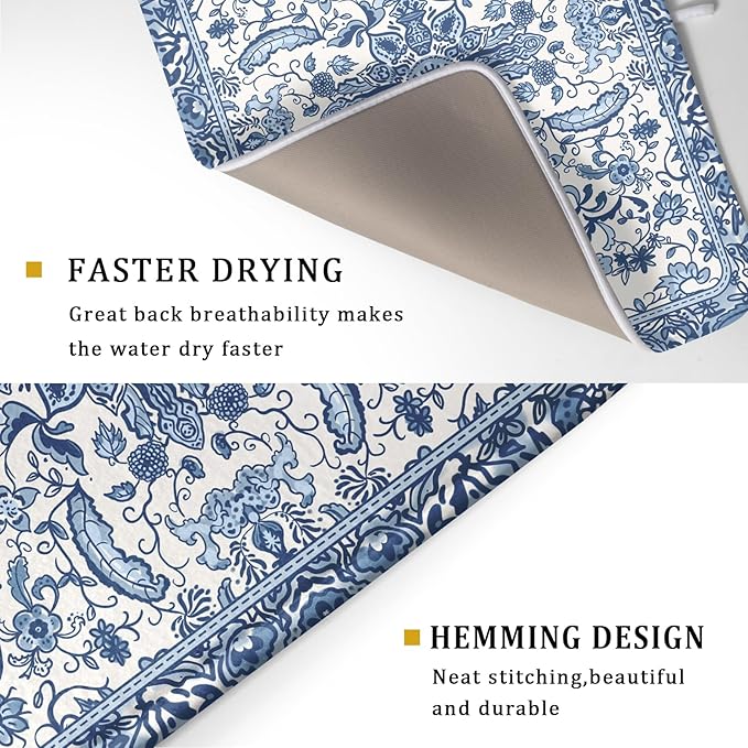 Chinoiserie Floral Dish Drying Mat - Image 3