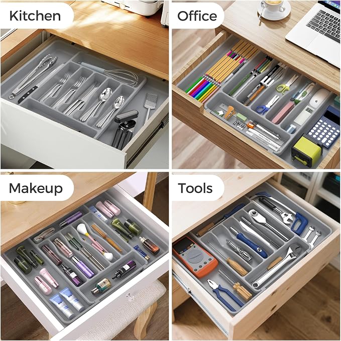 ukeetap Extra Large Expandable Silverware Organizer, BPA-Free Food-Safe Cutlery - Image 8