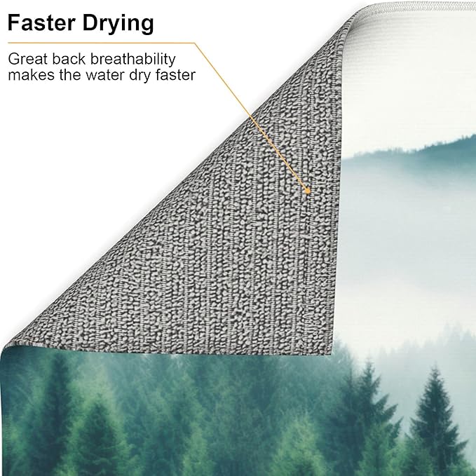 Forest Trees Mountain Dish Drying Mat 16x18 Inch, Microfiber Absorbent Fast Dry - Image 5