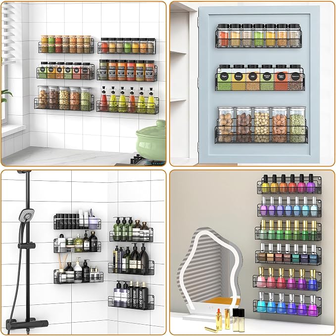 Wall Mounted Spice Rack Organizer, Pantry Door Organizer & Hanging Storage - Image 7
