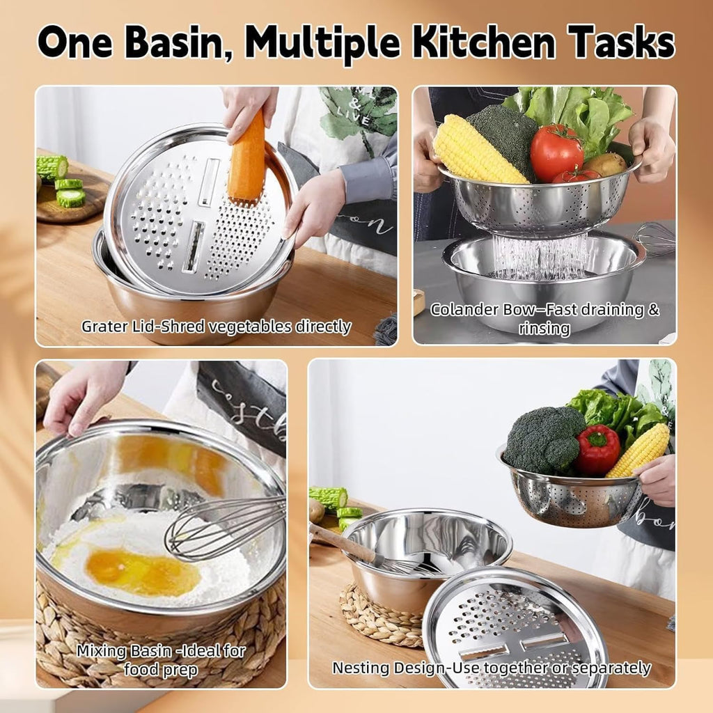 Germany Multifunctional Stainless Steel Basin - 2026 New 3-in-1 Grater