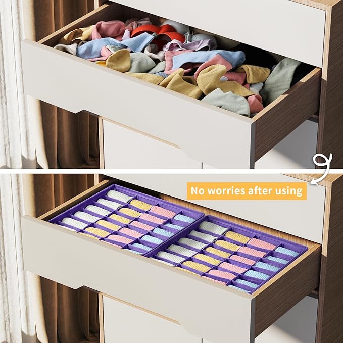 Joyoldelf Sock Drawer Organizer Divider 2 Packs Underwear Organizer, 24 Cell - Image 7