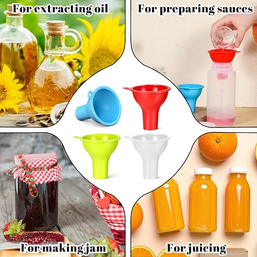 4 Pcs Wide Mouth Funnels for Filling Small Bottles, Kitchen Silicone Funnels - Image 6