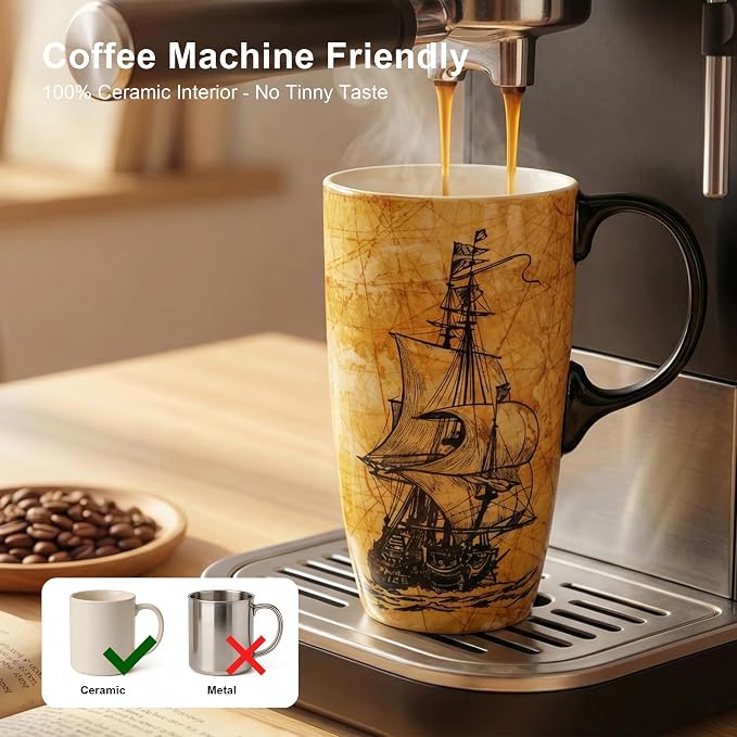 Topadorn Ceramic Travel Mug - 17 Oz Coffee Mug Ceramic Latte Teacup with Color - Image 8