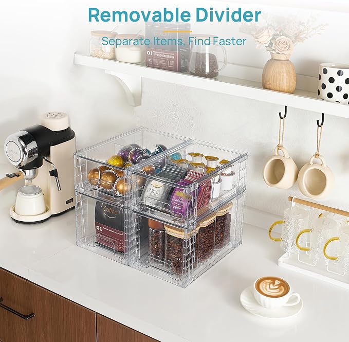 Vtopmart 4 Pack Clear Stackable Storage Drawers, Under Sink and Kitchen - Image 8