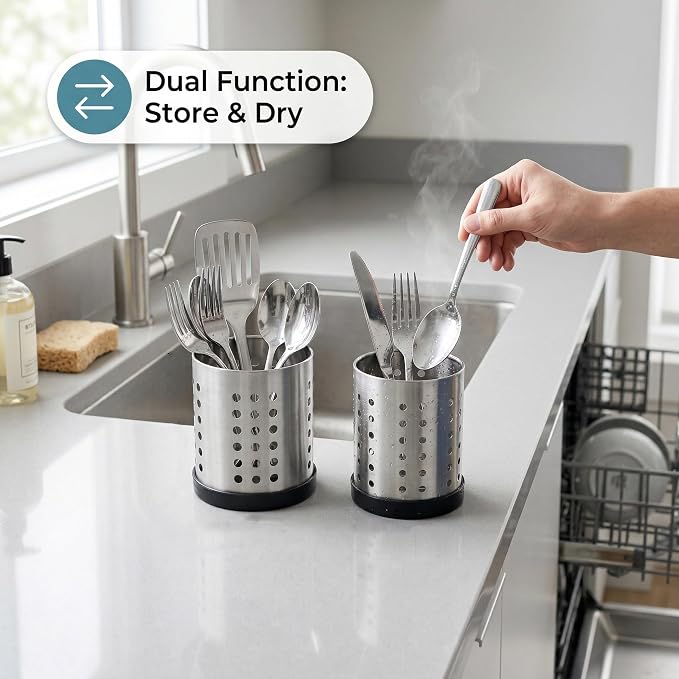 TOPZEA Set of 4 Kitchen Utensil Holder, Stainless Steel Cooking Utensil - Image 5