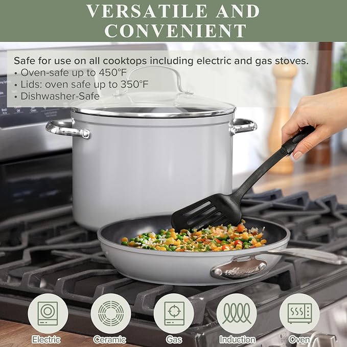 Nuwave Healthy Duralon Blue Ceramic Nonstick Cookware Set, Diamond Infused - Image 3