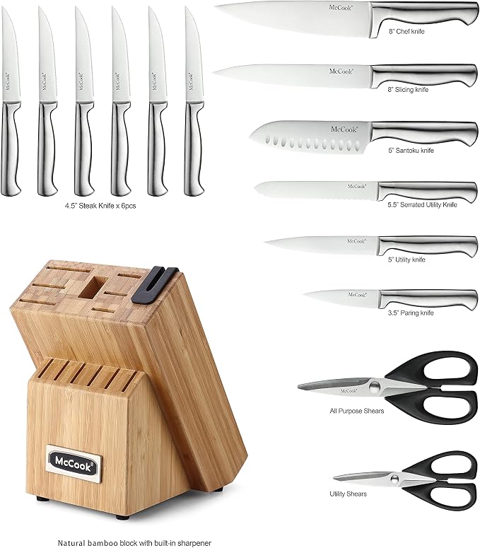 McCook® Knife Sets, German Stainless Steel Knife Block Sets - Image 2