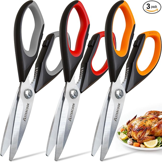 Astercook Kitchen Scissors All Purpose Heavy Duty, 3 Pack Kitchen Shears Set by Astercook