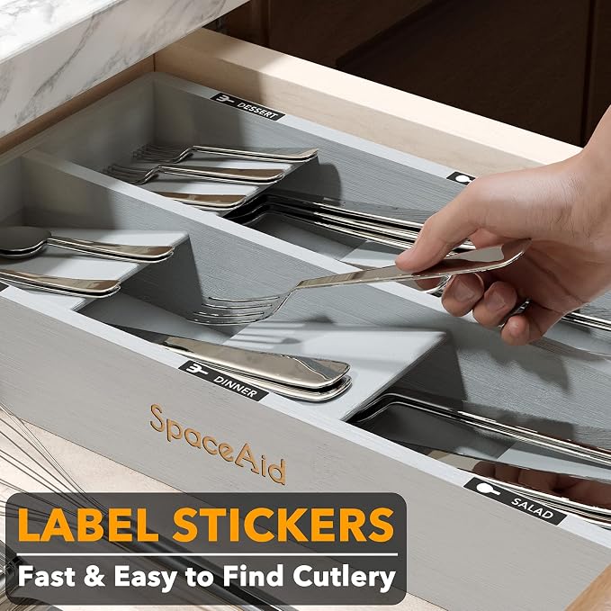 SpaceAid Bamboo Silverware Drawer Organizer - Image 5