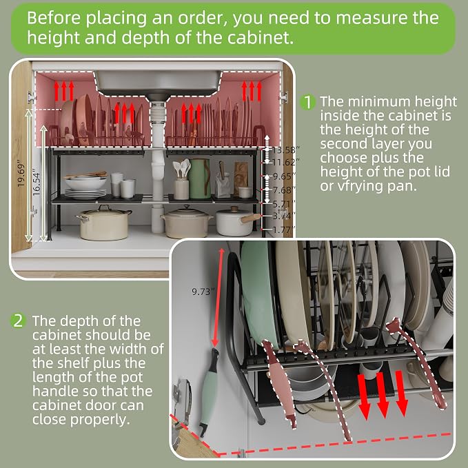 NETEL Adjustable Under Sink Organizers and Storage, Pots and Pans Organizer - Image 6