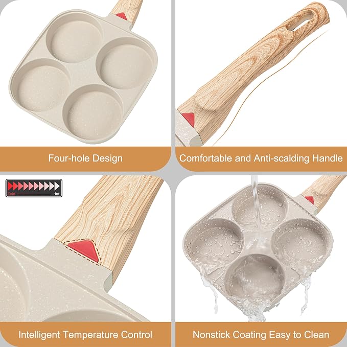 MyLifeUNIT Egg Frying Pan, 4-Cup Egg Pan Nonstick, Fried Egg Pan Skillet - Image 6