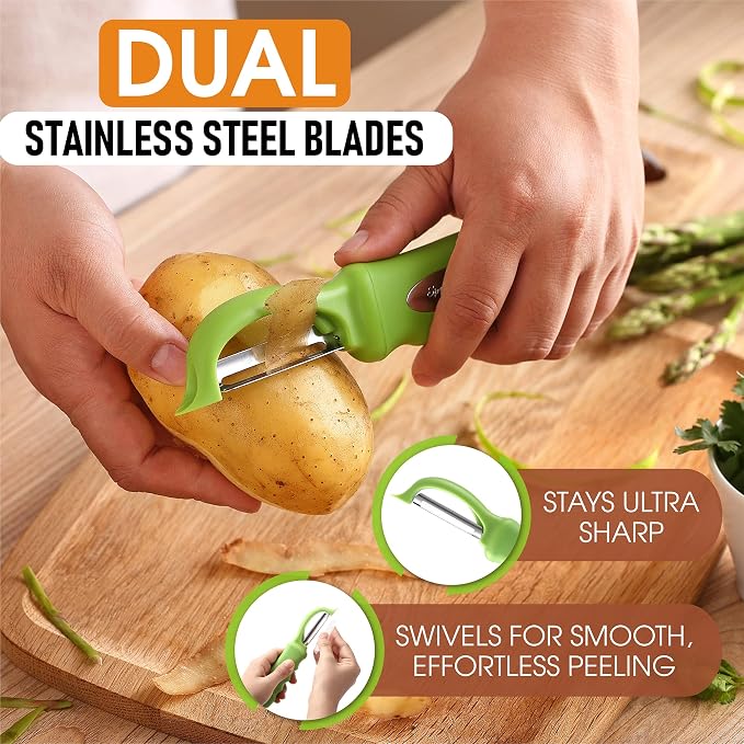 Spring Chef Premium Green Swivel Vegetable Peeler Set of 2, Stainless Steel - Image 2