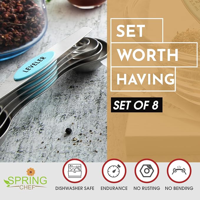 Spring Chef Stainless Steel Magnetic Measuring Spoons Set of 8 - Image 2