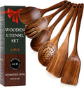 6-Piece Natural Teak Wood Utensil Set by SOOMGYEOLSEOM