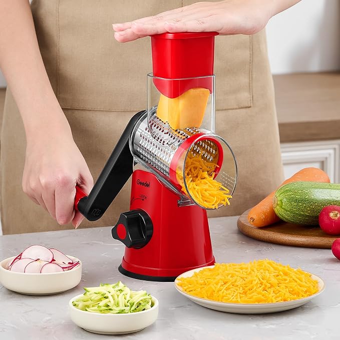 Geedel Rotary Cheese Grater, Kitchen Mandoline Vegetable Slicer - Image 8