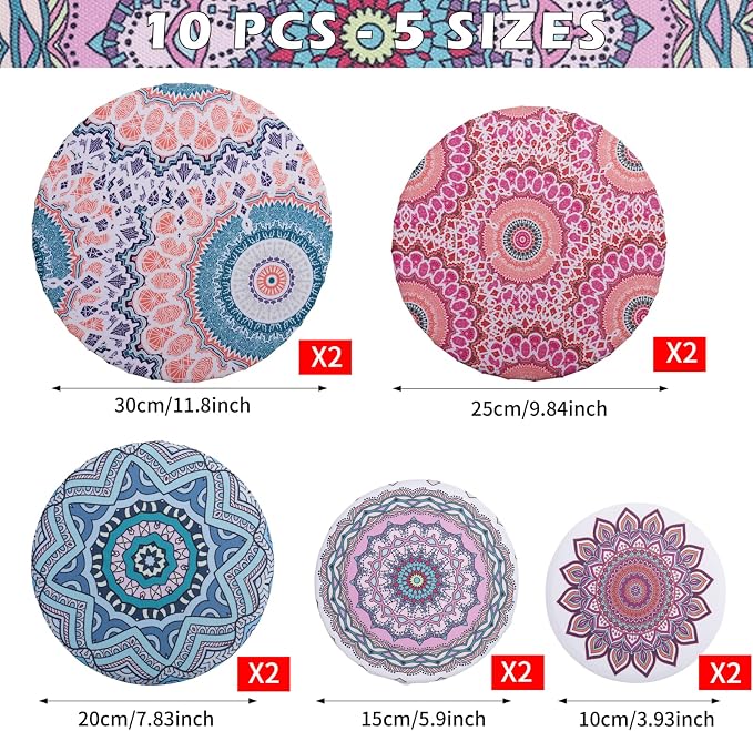 10Pcs Reusable Bowl Covers in 5 Sizes - Image 2