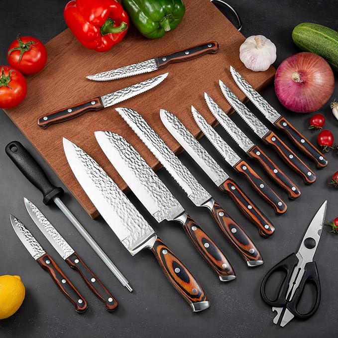 Kitchen Knife Sets with Block, 15-Piece High Carbon Stainless Steel Knife Block - Image 8